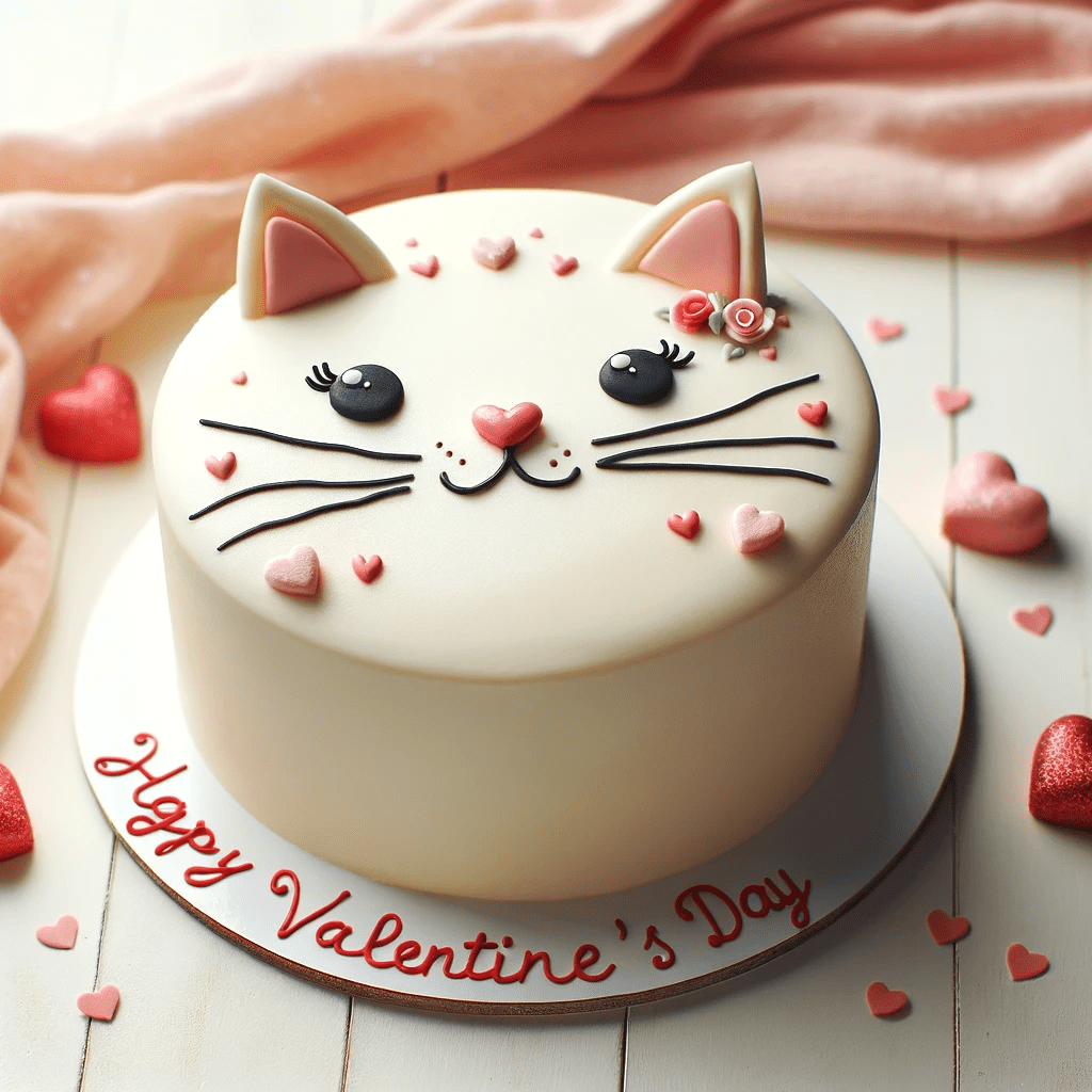 کیک ساده گربه ای ولنتاین